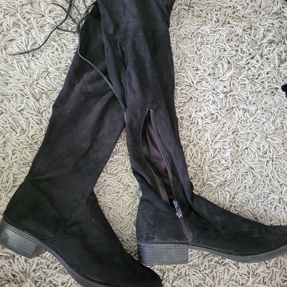 Circus Knee high black suede boots
